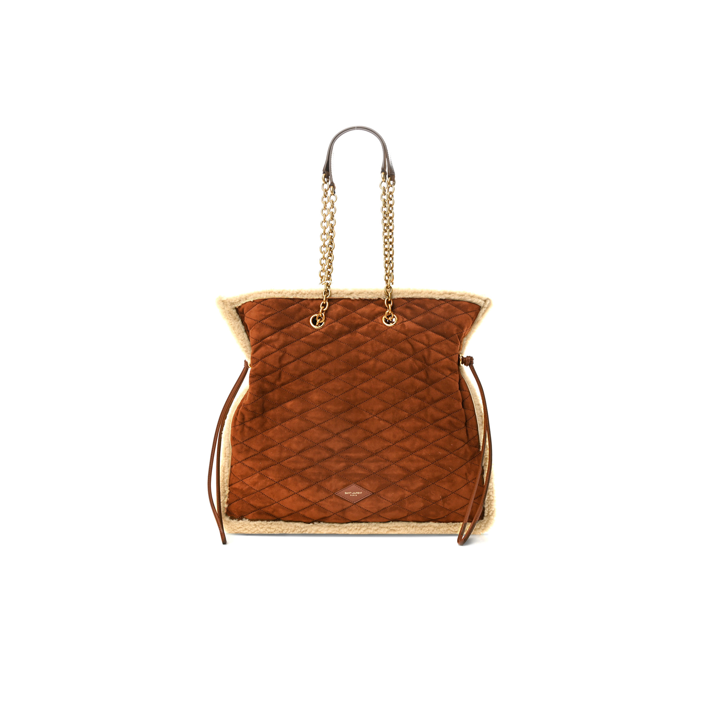 YSL LE POCHON QUILTED IN SUEDE SHEARLING 7424401357566 (42*36.5*1cm)